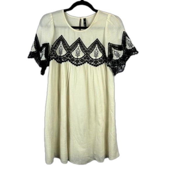 Zara TRF Collection Black Crochet Short Sleeve Tunic Mini Dress Medium C… - Picture 2 of 16